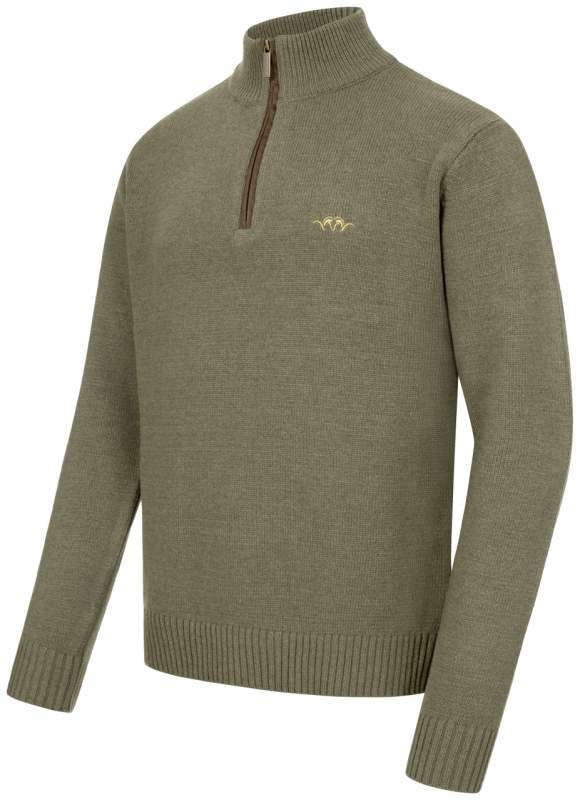 Blaser Men’s Wool HZ Sweater Dark Olive - Image 3