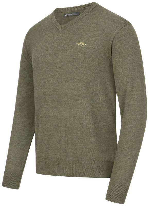 Blaser Men’s Merino V-Neck Sweater Dark Olive - Image 3